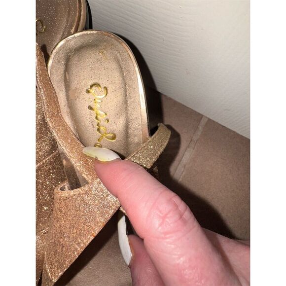 Qupid Ceduce 268 Gold Glitter Slingback Cutie Pie Wedges PERFECT HOLIDAYS! 7.5 - Picture 4 of 7